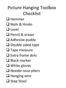 Hanging Day Equipment Checklist -