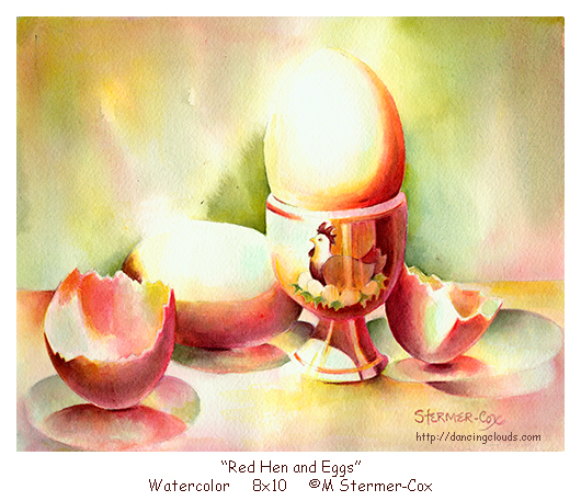 Red Hen And Eggs, color as symbol ©M Stermer-Cox