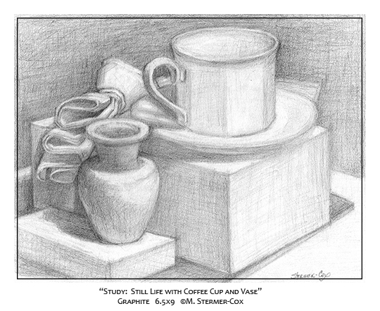 Drawing: Still Life with Coffee Cup & Vase