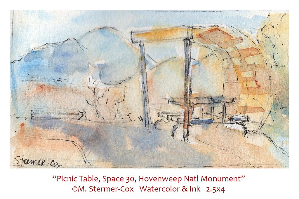 Travel Sketch: Picnic Table, Hovenweep