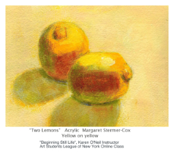 Art Students League Of New York Online Classes; Karen O'Neil "Beginning Still Life", "Pair of Lemons", M. Stermer-Cox