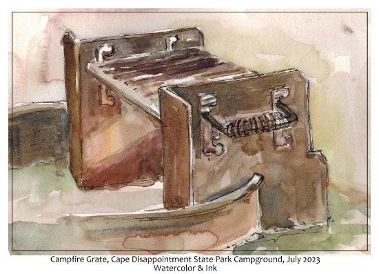 Watercolor studies: Campfire Ring And Grate, Cape Disappointment WA
