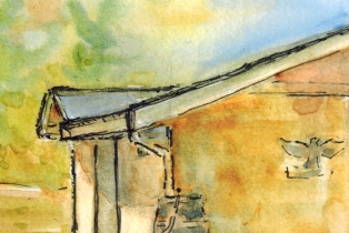 Watercolor Studies While Camping - Thumbnail of Bathhouse at Screaming Eagle Campground