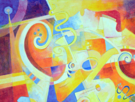 "When Circles And Spirals Dance", Detail. Acrylic on paper. By Margaret Stermer-Cox