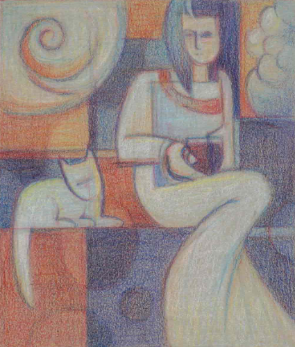 "Circular Conversations" Concept colored pencil drawing by Margaret Stermer-Cox